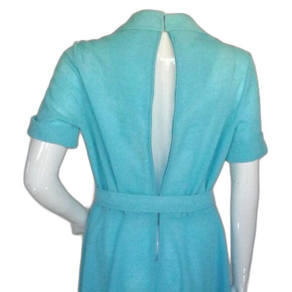 KAY WINSOR Day Dress, L, Aqua Blue, Short sleeves, Dagger collar, VINTAGE - Picture 6 of 13